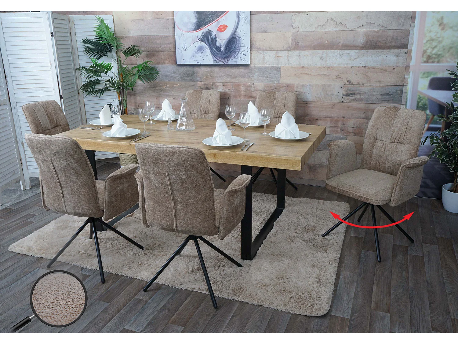 Eetkamerstoel MCW-N99 (set van 6),  lichtbruin