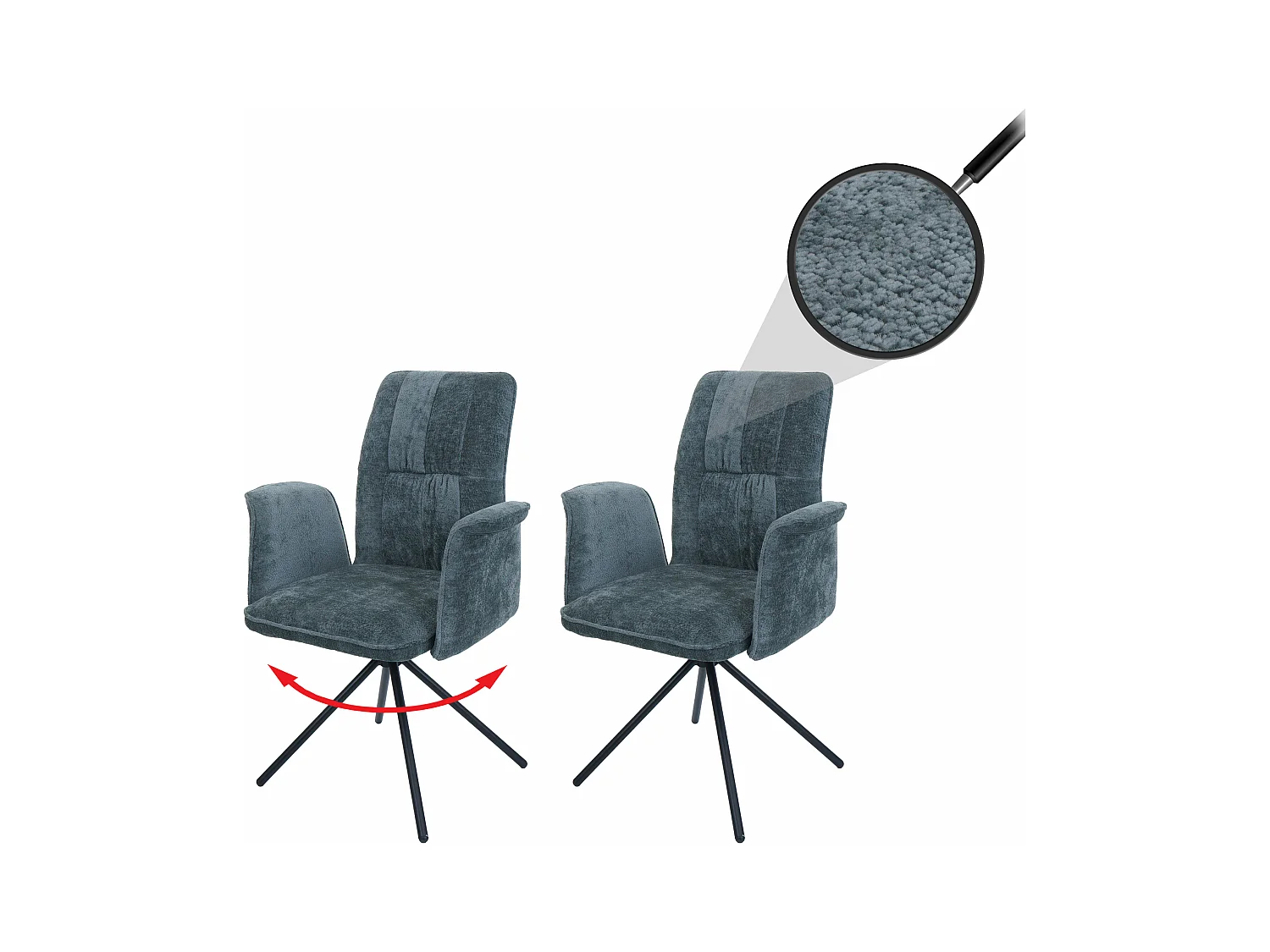 Chaise de salle à manger MCW-N99 (lot de 2),  bleu-vert