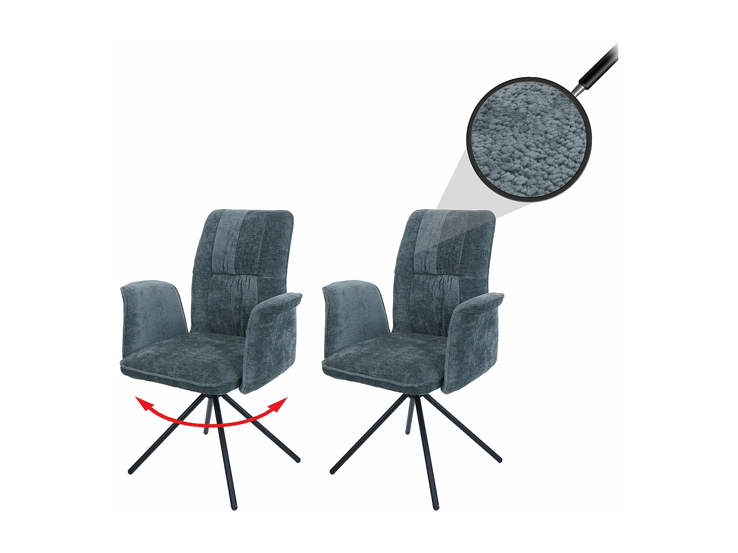 Chaise de salle à manger MCW-N99 (lot de 2),  bleu-vert