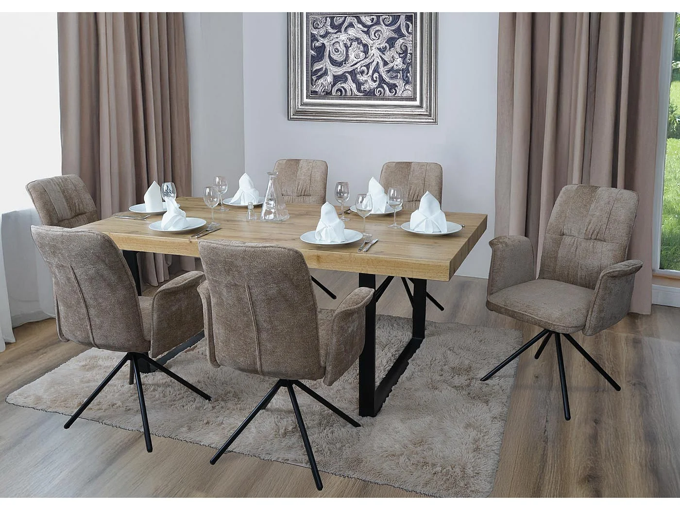 Chaise de salle à manger MCW-N99 (lot de 2),  marron clair