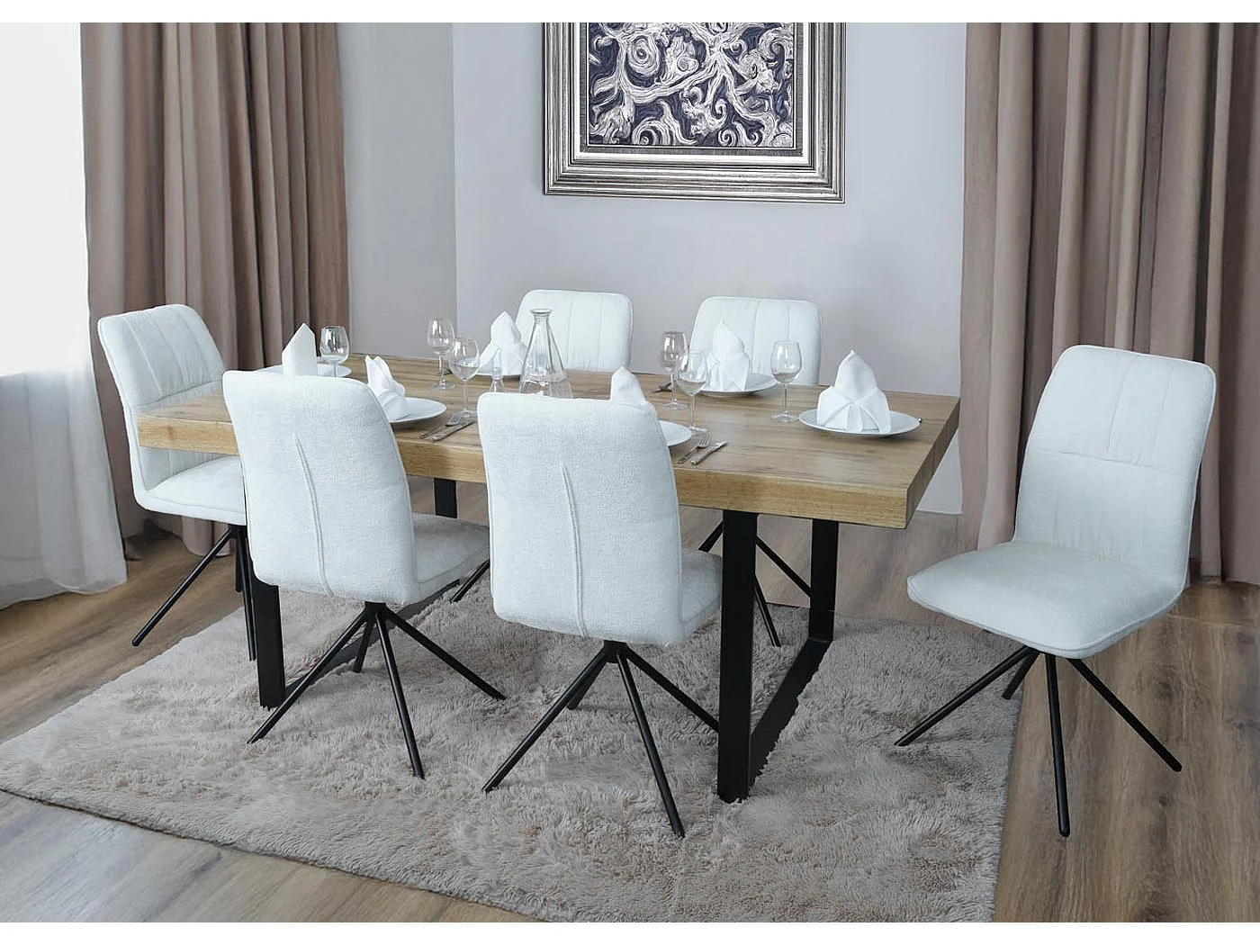 Chaise de salle à manger MCW-N99 (lot de 2),  crème