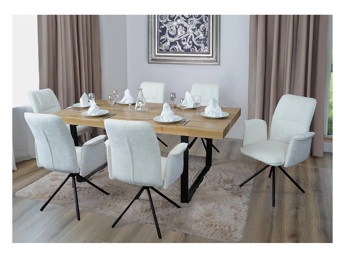 Chaise de salle à manger MCW-N99 (lot de 6),  crème