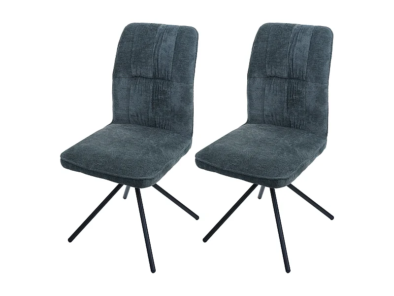 Set 2 sedie sala pranzo MCW-N99, girevole posizionamento automatico, stoffa/tessuto ciniglia (340g/m²) ~ blu-verde