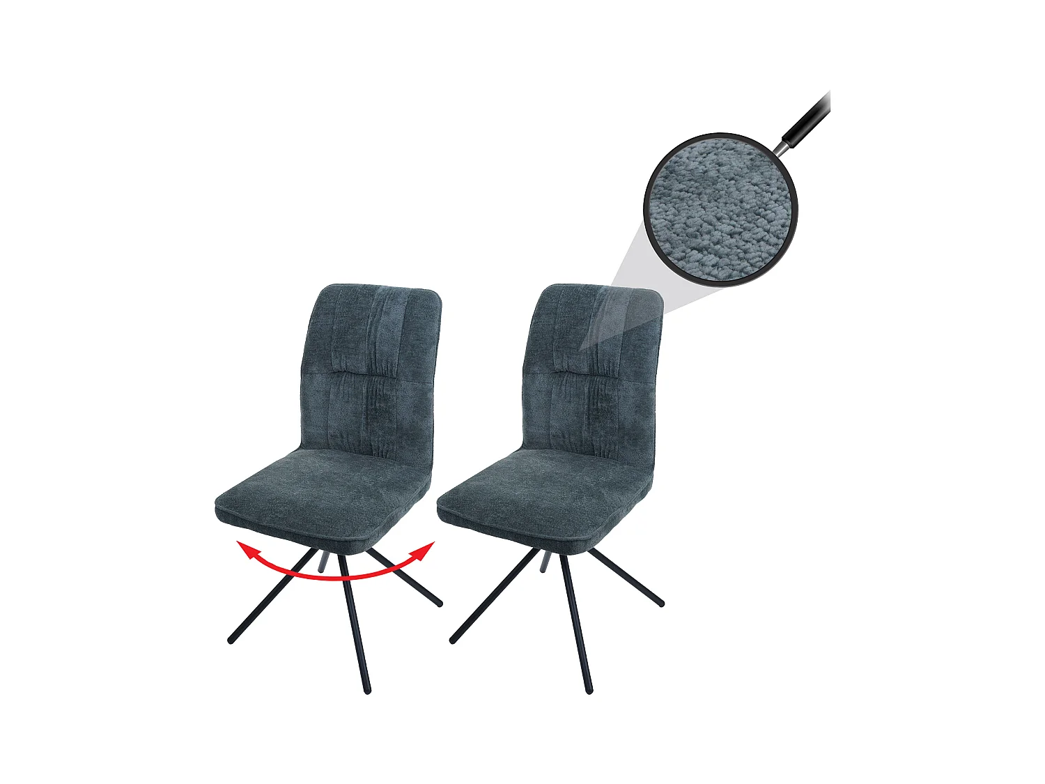 Chaise de salle à manger MCW-N99 (lot de 2),  bleu-vert