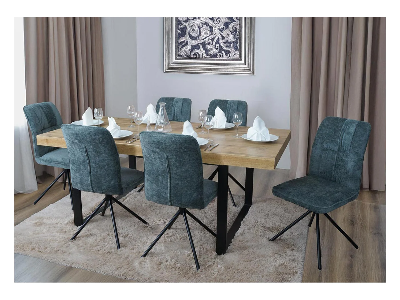 Chaise de salle à manger MCW-N99 (lot de 2),  bleu-vert