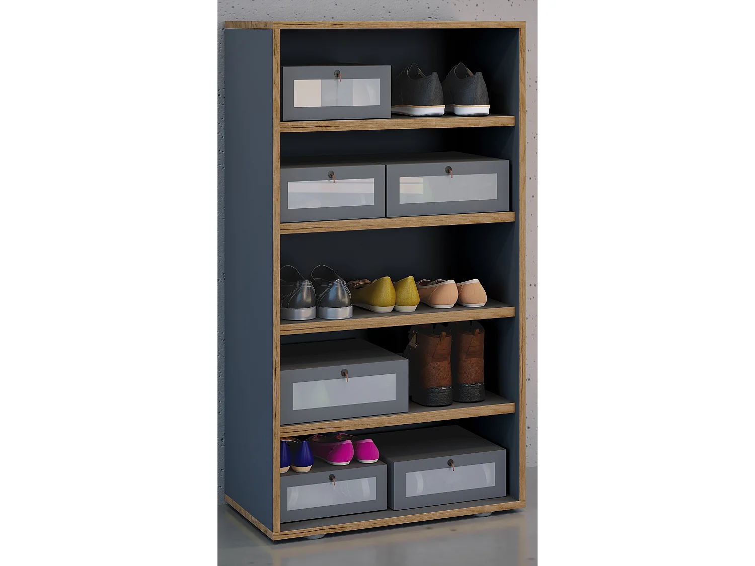 Shoe Shelf Salia Anthracite H. 110 x W. 60 x D. 33 cm