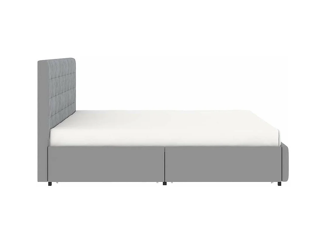 Lit tiroirs tête de lit capitonnée – grand couchage 160x200 cm – velours gris - sommier inclus - ELLIE