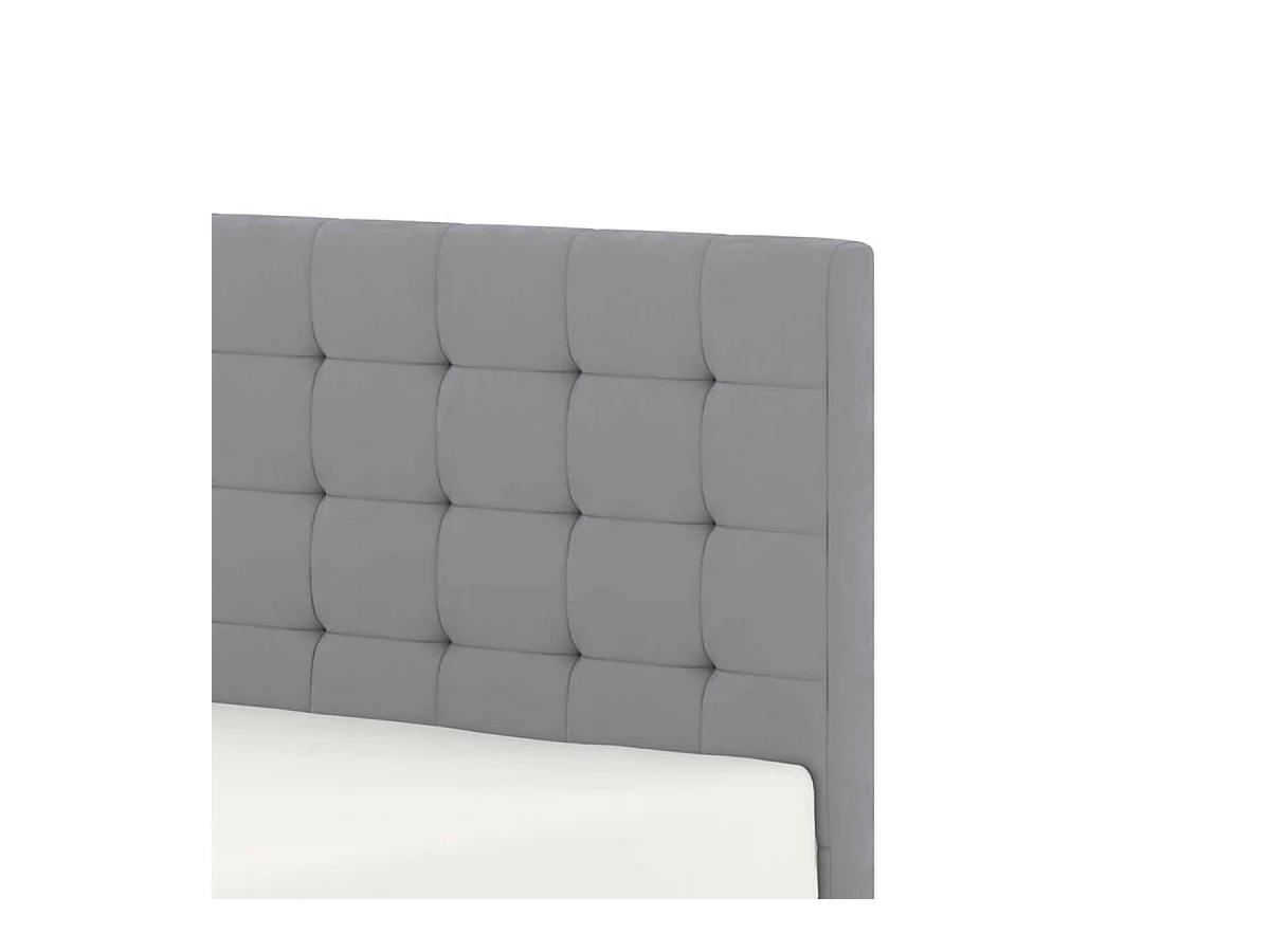 Lit tiroirs tête de lit capitonnée – grand couchage 160x200 cm – velours gris - sommier inclus - ELLIE