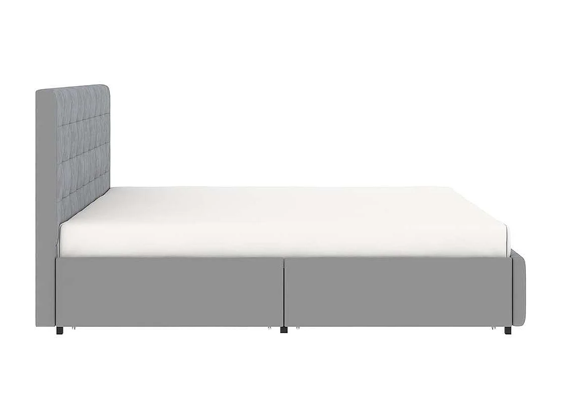Letto con cassetti e testiera trapuntata – rete 160x200 cm – velluto grigio – rete inclusa – ELLIE