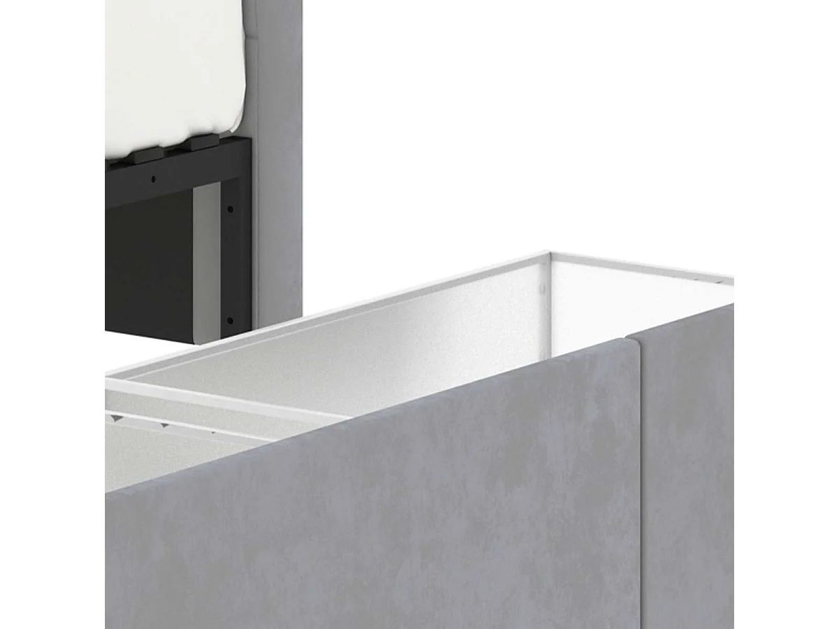 Letto con cassetti e testiera trapuntata – rete 160x200 cm – velluto grigio – rete inclusa – ELLIE