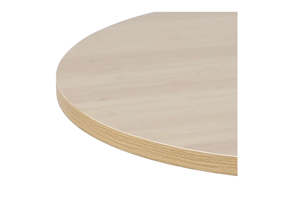 Table à manger ronde pour 4 à 5 personnes diamètre 100 cm, finition mélamine imitation chêne, base ronde en métal blanc - TULIPS