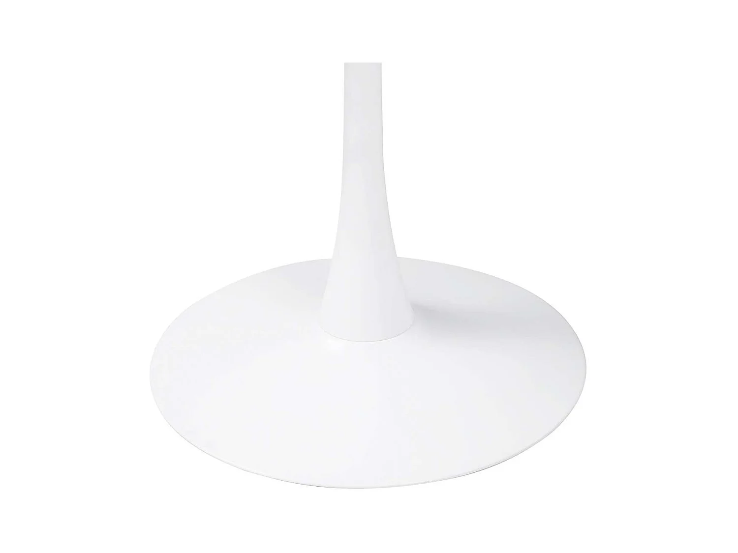 Table à manger ronde pour 4 à 5 personnes diamètre 100 cm, finition mélamine imitation chêne, base ronde en métal blanc - TULIPS