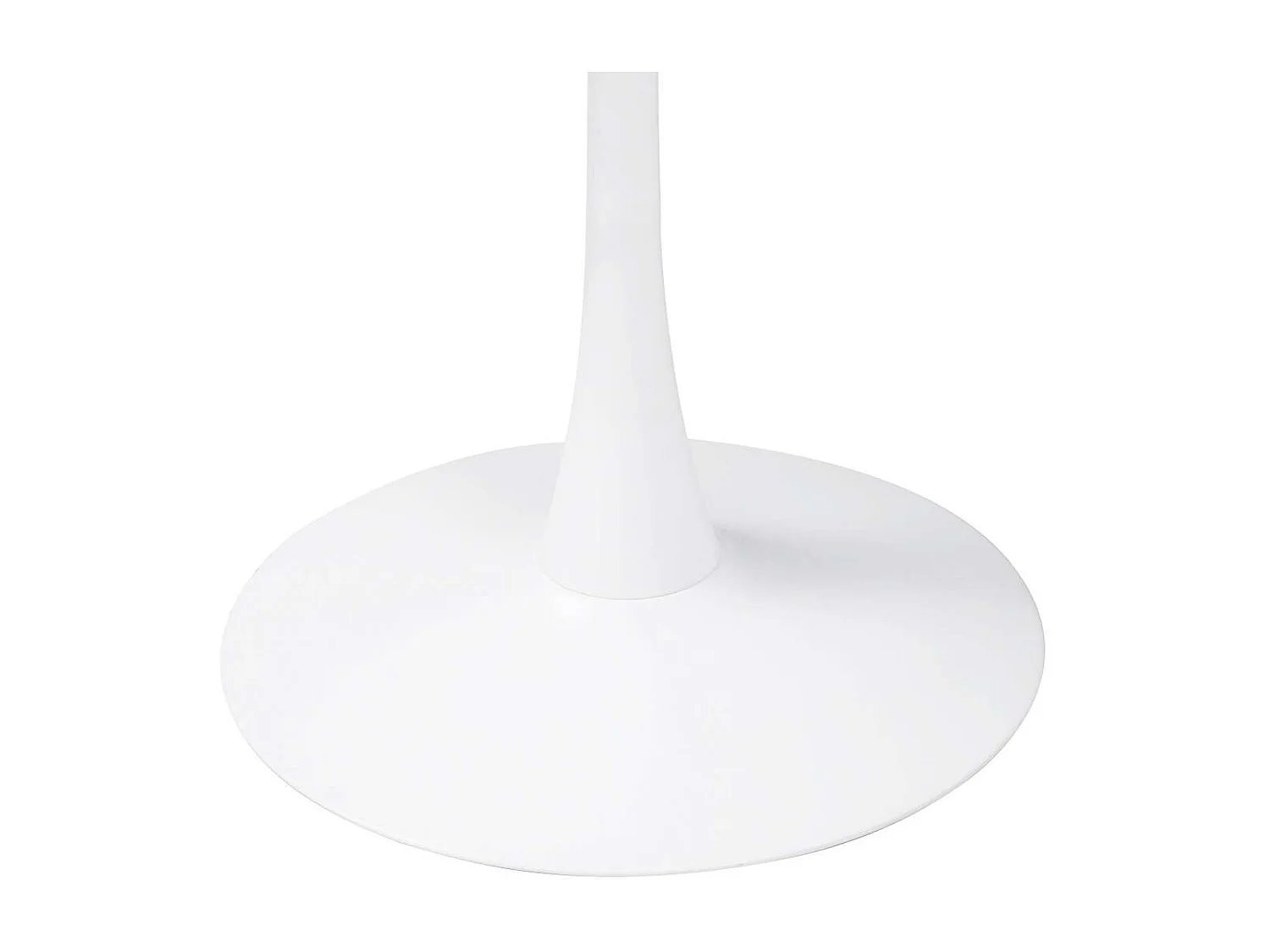 Table à manger ronde pour 4 à 5 personnes diamètre 100 cm, finition mélamine imitation chêne, base ronde en métal blanc - TULIPS