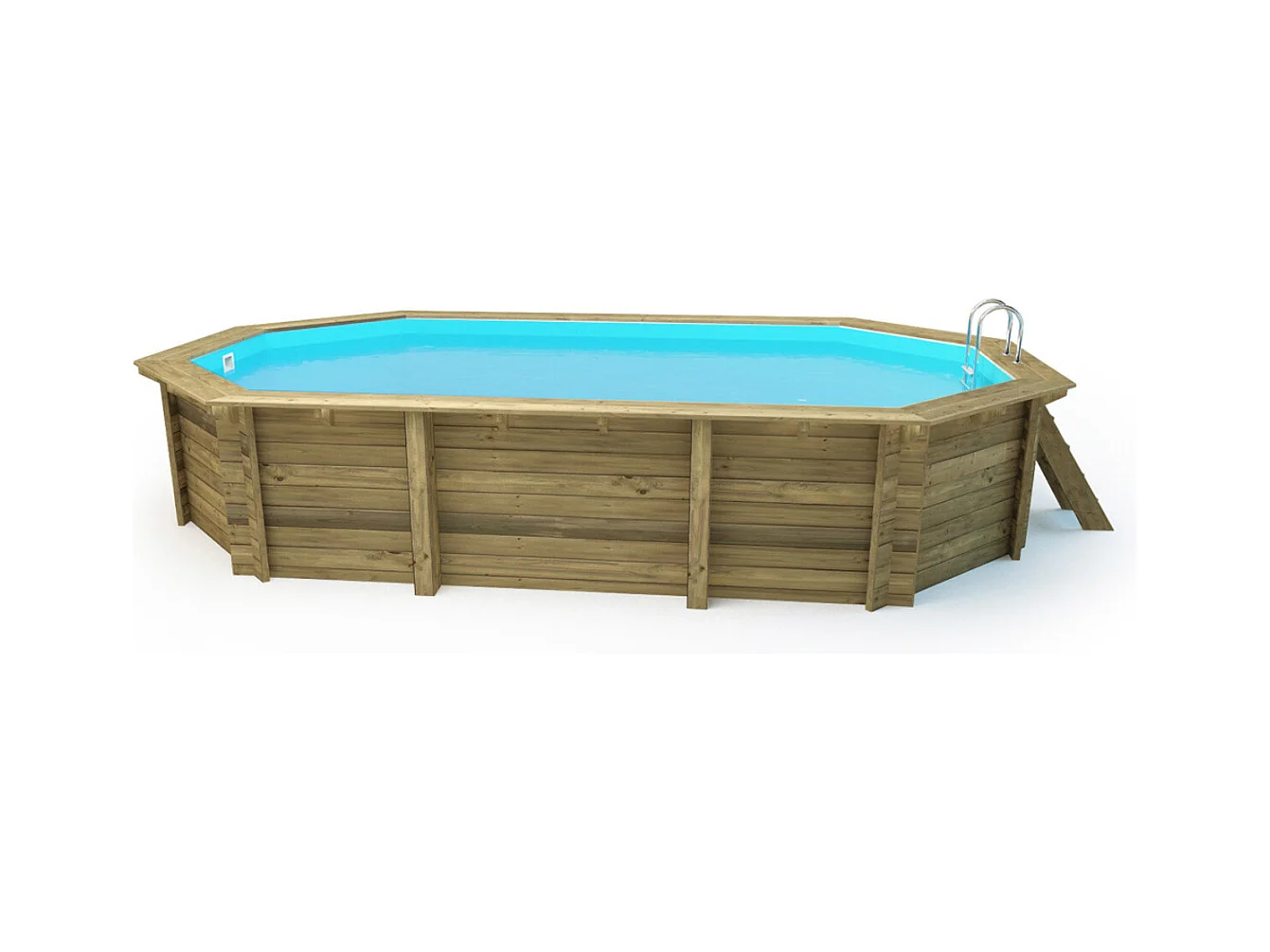 Piscine bois " Brazilia 132 "  5.86 x 3.86 x 1.32 m - Bâche à bulles 180 µ - Bâche hiver 280 g/m²