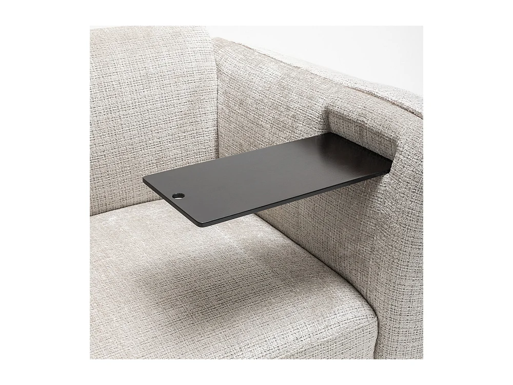 Logan - Canapé 3 places accoudoirs relevables avec tablette en tissu chenille - Ecru