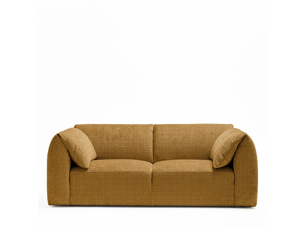 Logan - Canapé 3 places accoudoirs relevables avec tablette en tissu chenille - Bronze