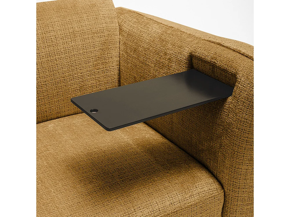 Logan - Canapé 3 places accoudoirs relevables avec tablette en tissu chenille - Bronze