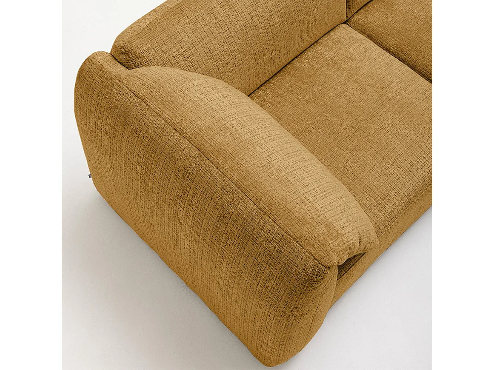 Logan - Canapé 3 places accoudoirs relevables avec tablette en tissu chenille - Bronze