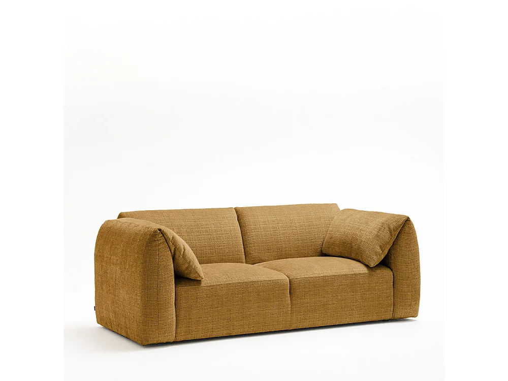 Logan - Canapé 3 places accoudoirs relevables avec tablette en tissu chenille - Bronze