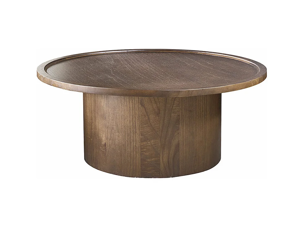 Tavolino rotondo in mindi massello con finitura in noce Ø 100 cm