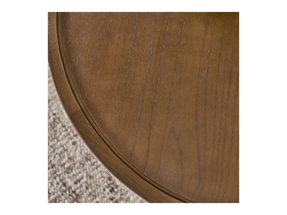 Tavolino rotondo in mindi massello con finitura in noce Ø 100 cm