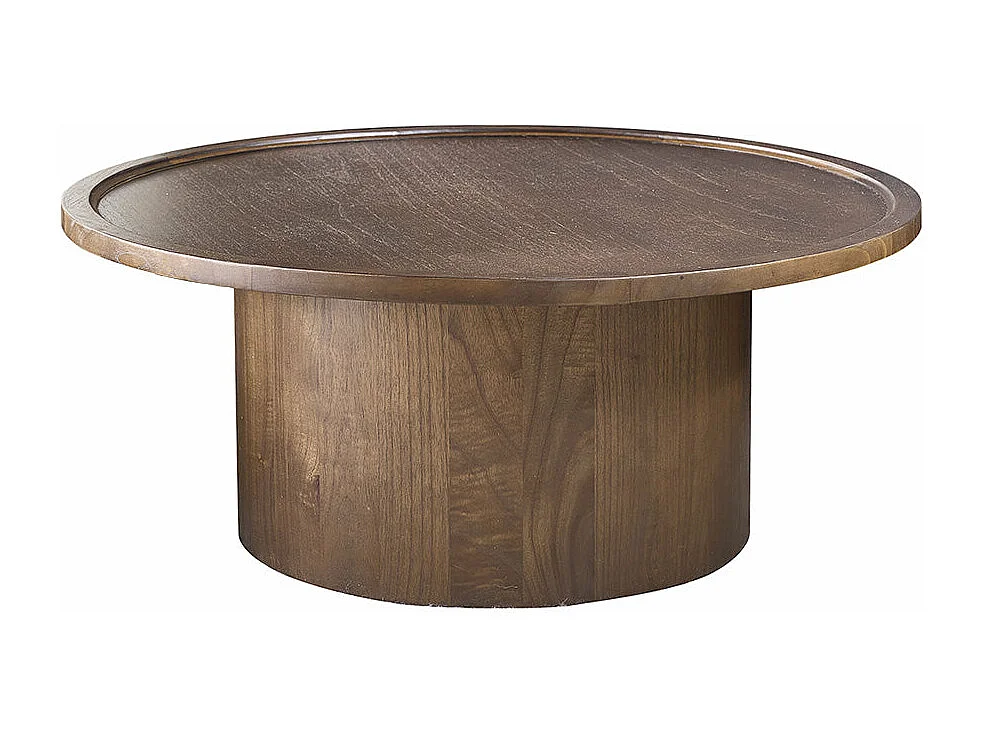 Mesa de centro redonda de mindi macizo acabado nogal Ø 100 cm