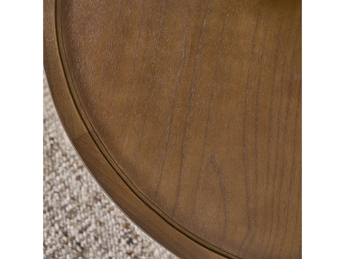 Mesa de centro redonda de mindi macizo acabado nogal Ø 100 cm