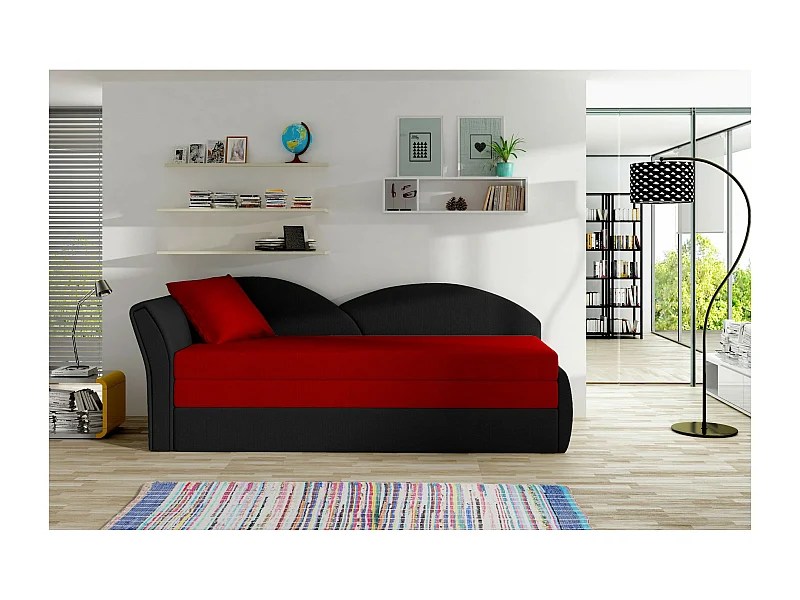 Lit Chind  L (180x150)/matelas inclus/noire/rouge
