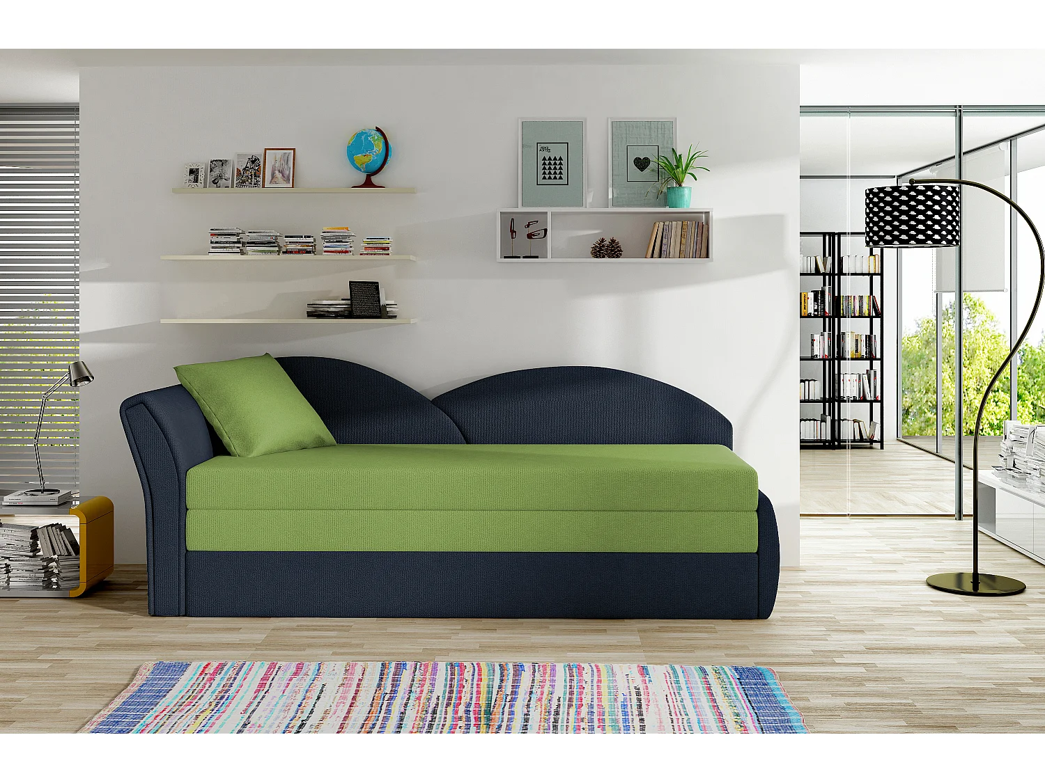 Letto Chind L (180x150)/materasso incluso/nera/verde