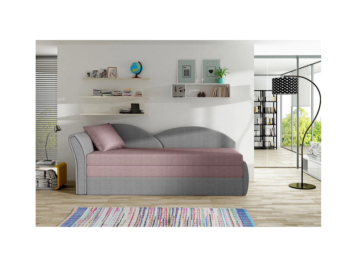 Bett Chind L (180x150)/Matratze inklusive/grau