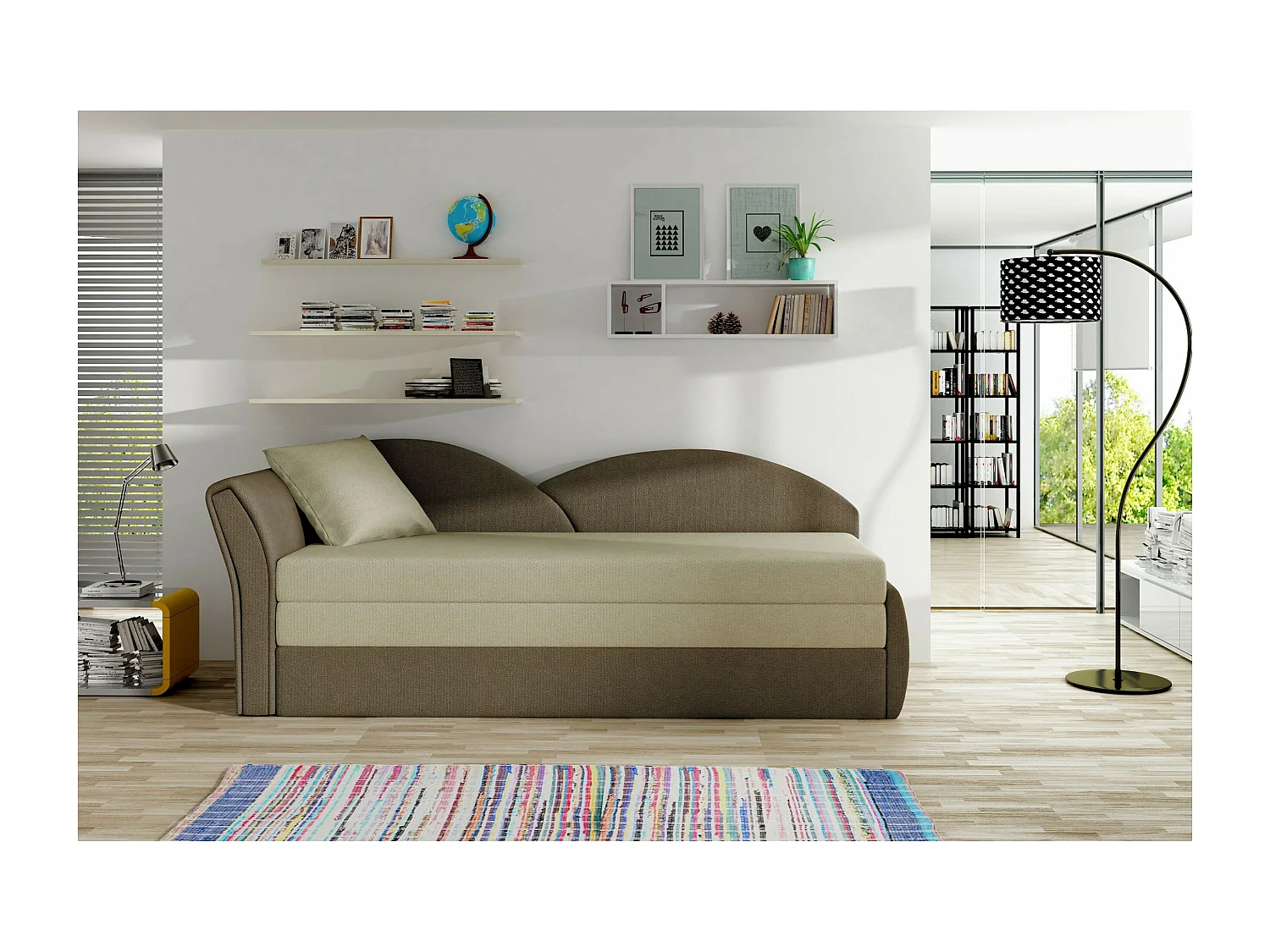 Letto Chind L (180x150)/materasso incluso/Marrone&Beige