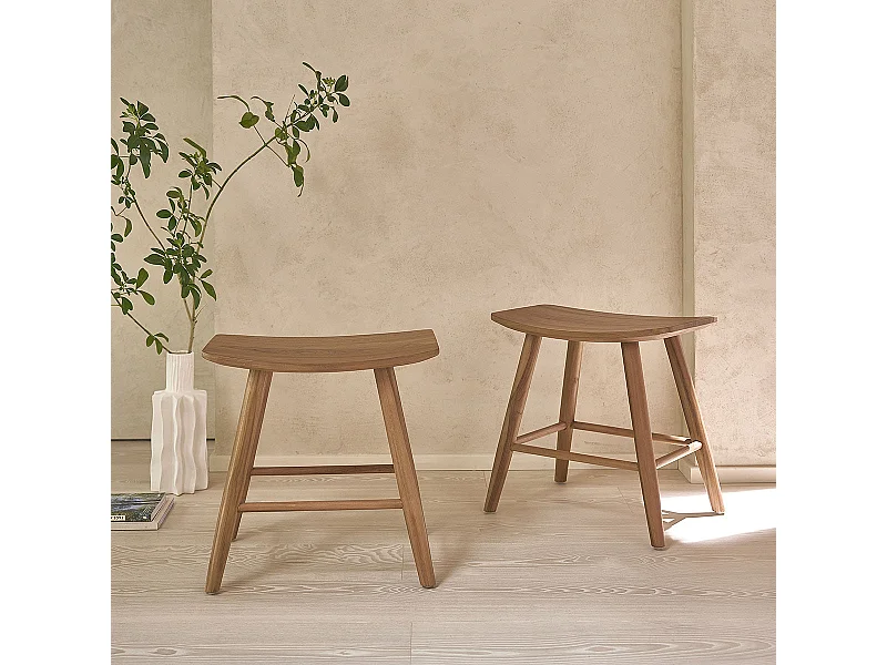 Set di 2 sgabelli in teak massello 45 cm