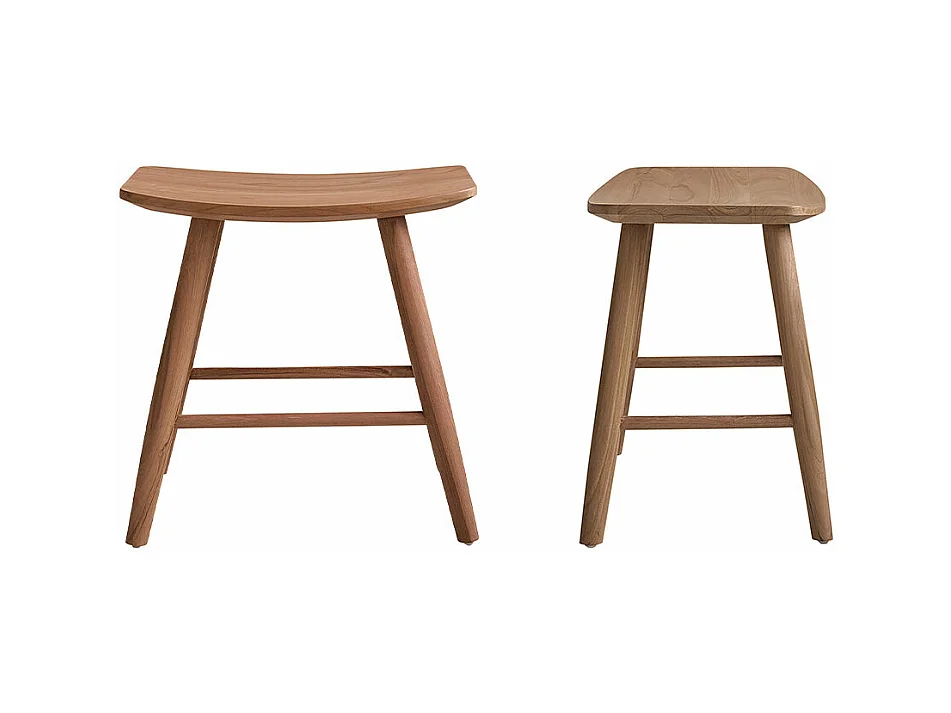 Lote de 2 taburetes de teca maciza 45 cm