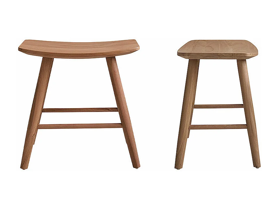 Lot de 2 tabourets en teck massif