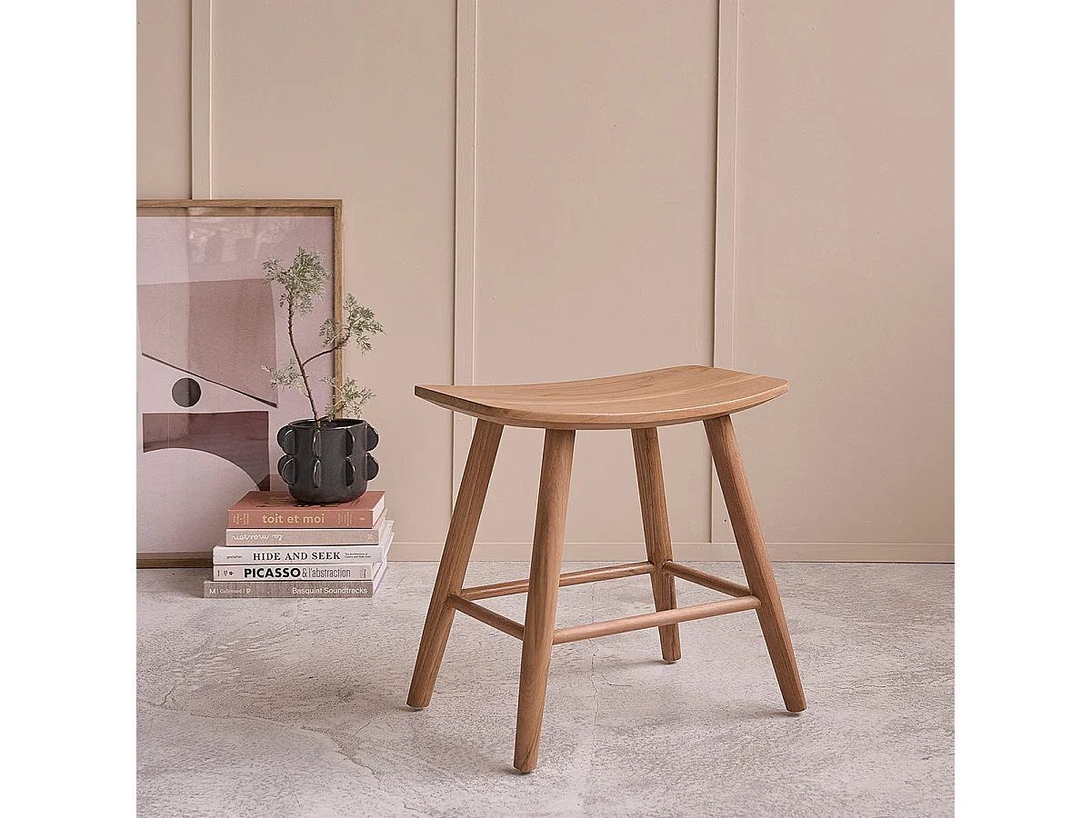 Lot de 2 tabourets en teck massif