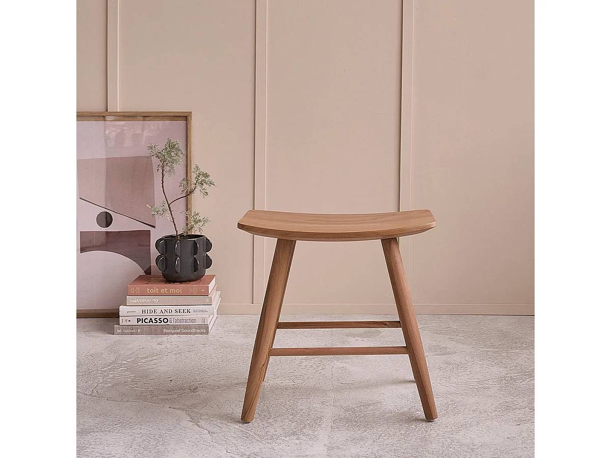 Lot de 2 tabourets en teck massif