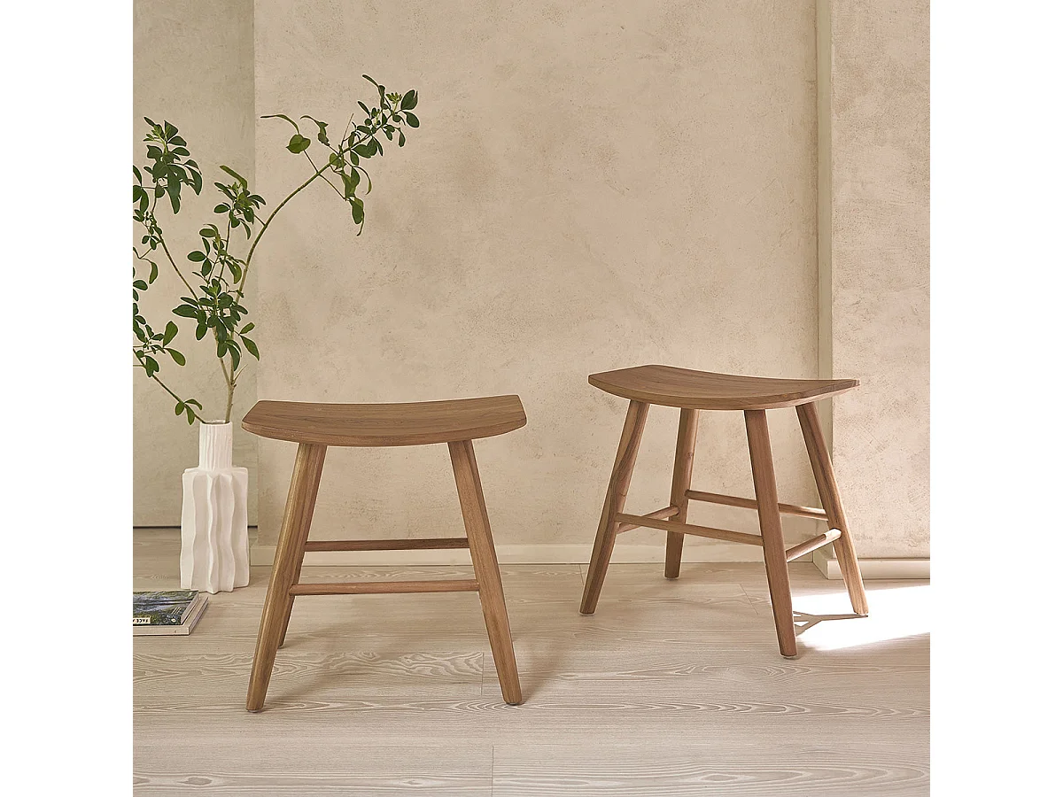 Set di 2 sgabelli in teak massello 45 cm
