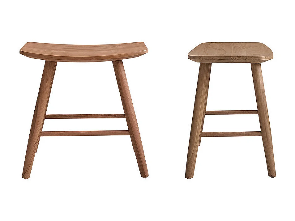 Set di 2 sgabelli in teak massello 45 cm