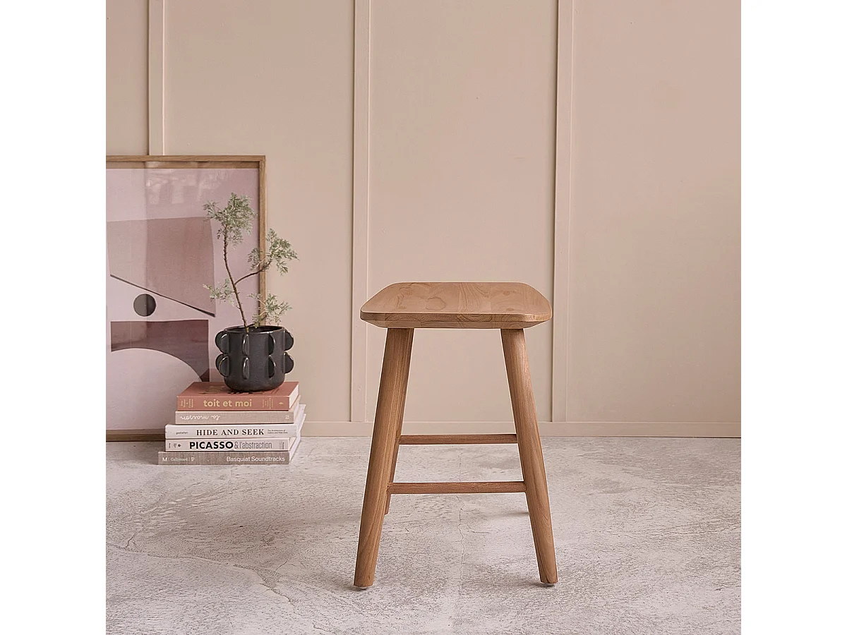 Set di 2 sgabelli in teak massello 45 cm