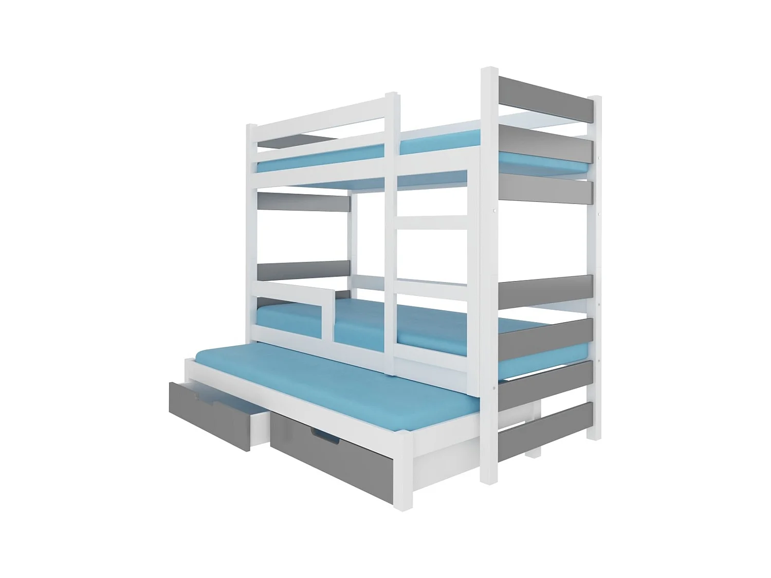 Letto Carlos (80x180)/materasso incluso/bianco&grigio