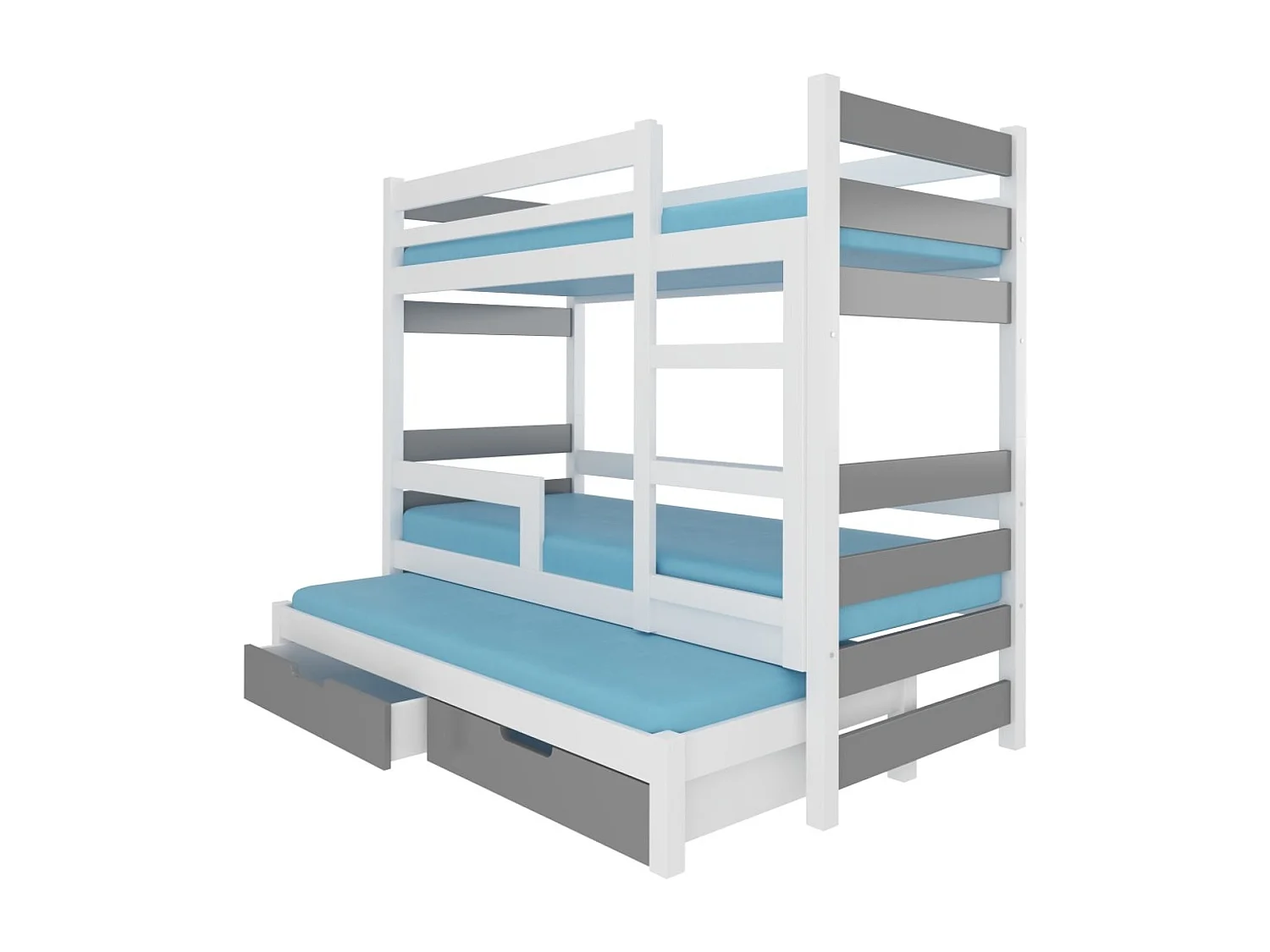 Lit Carlos (80x180) /matelas inclus/blanc&grise