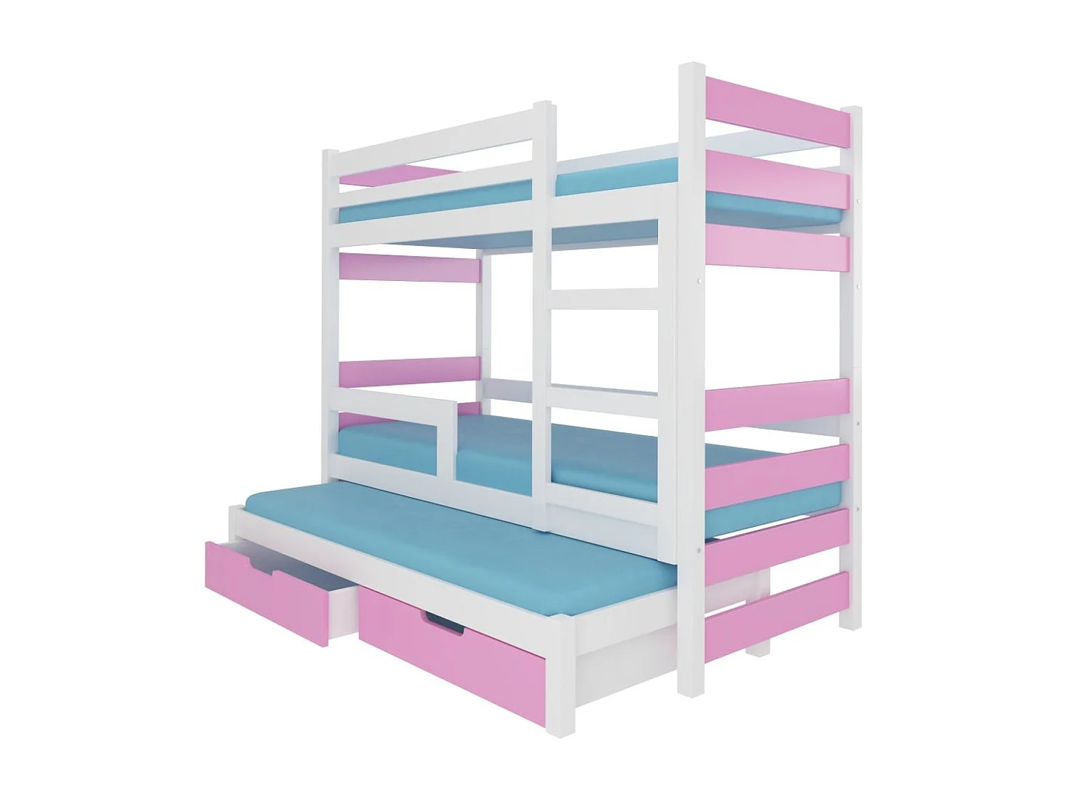 Lit Carlos (80x180) /matelas inclus/rose&blanc