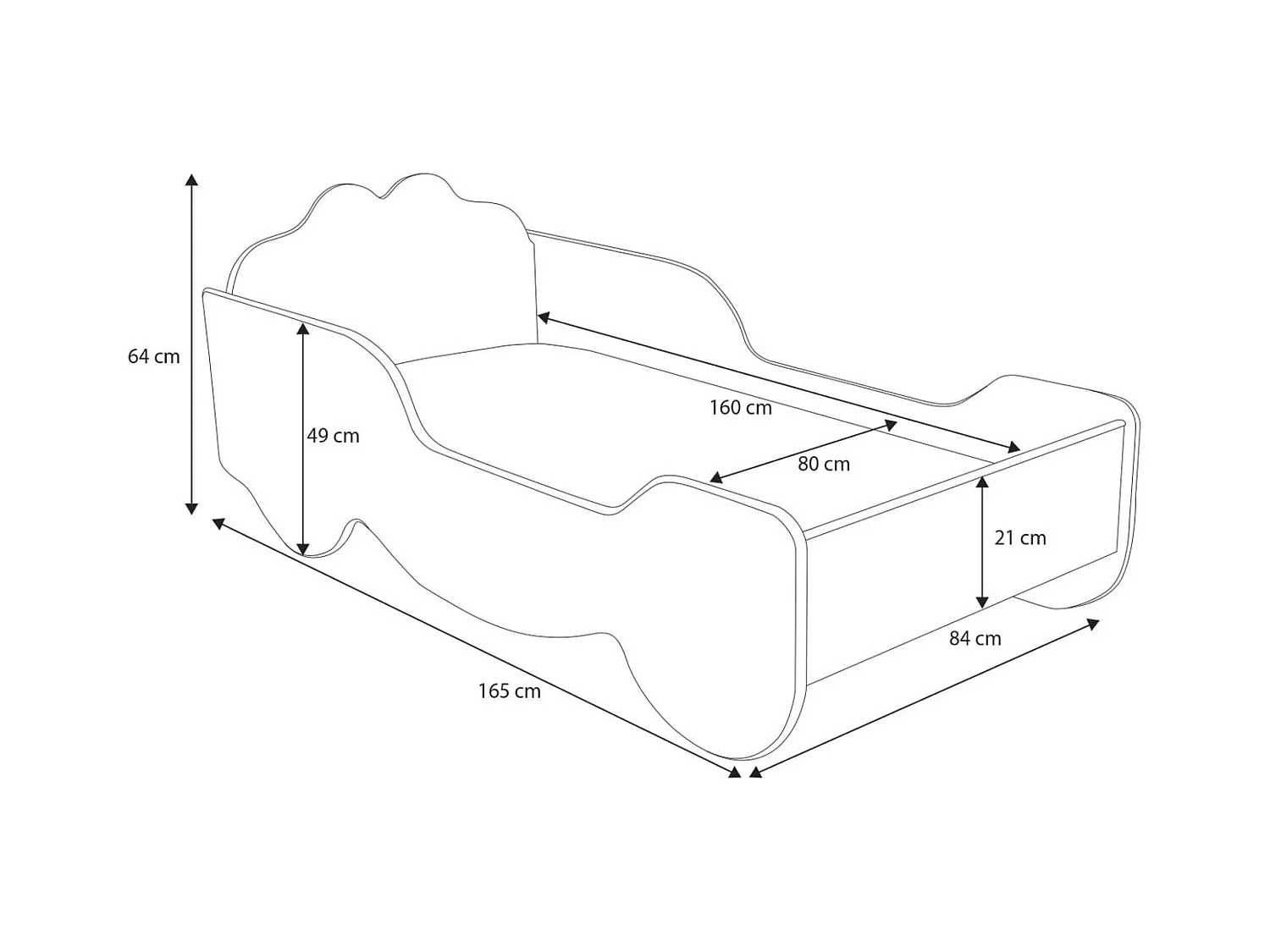 Bett Cassi (80x160) /Matratze inklusive/Rosa