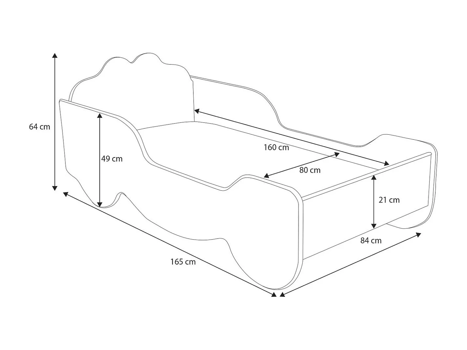 Lit Cassi (80x160)/matelas inclus/rose