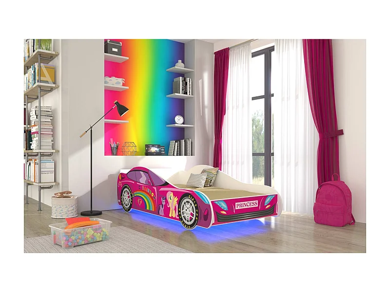 Lit Bogen Lux (80x160)/matelas inclus/rose