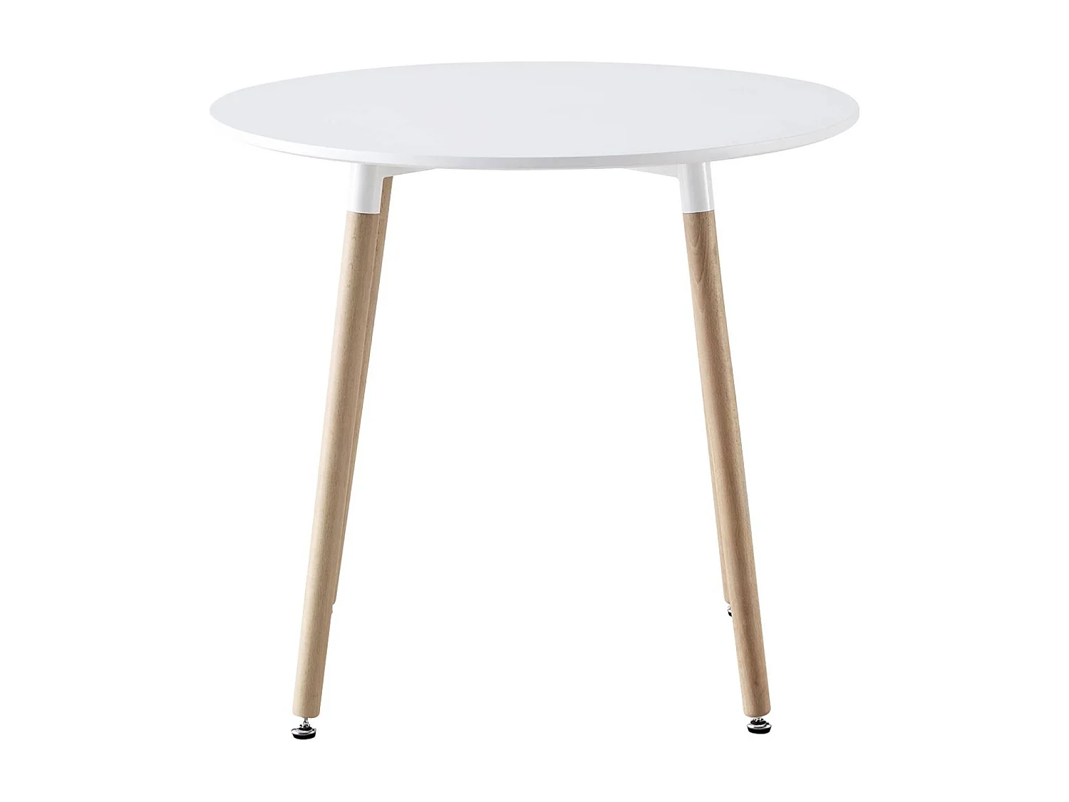 Table à manger blanche ronde Ø80cm MDF et bois de hêtre - Hedvig