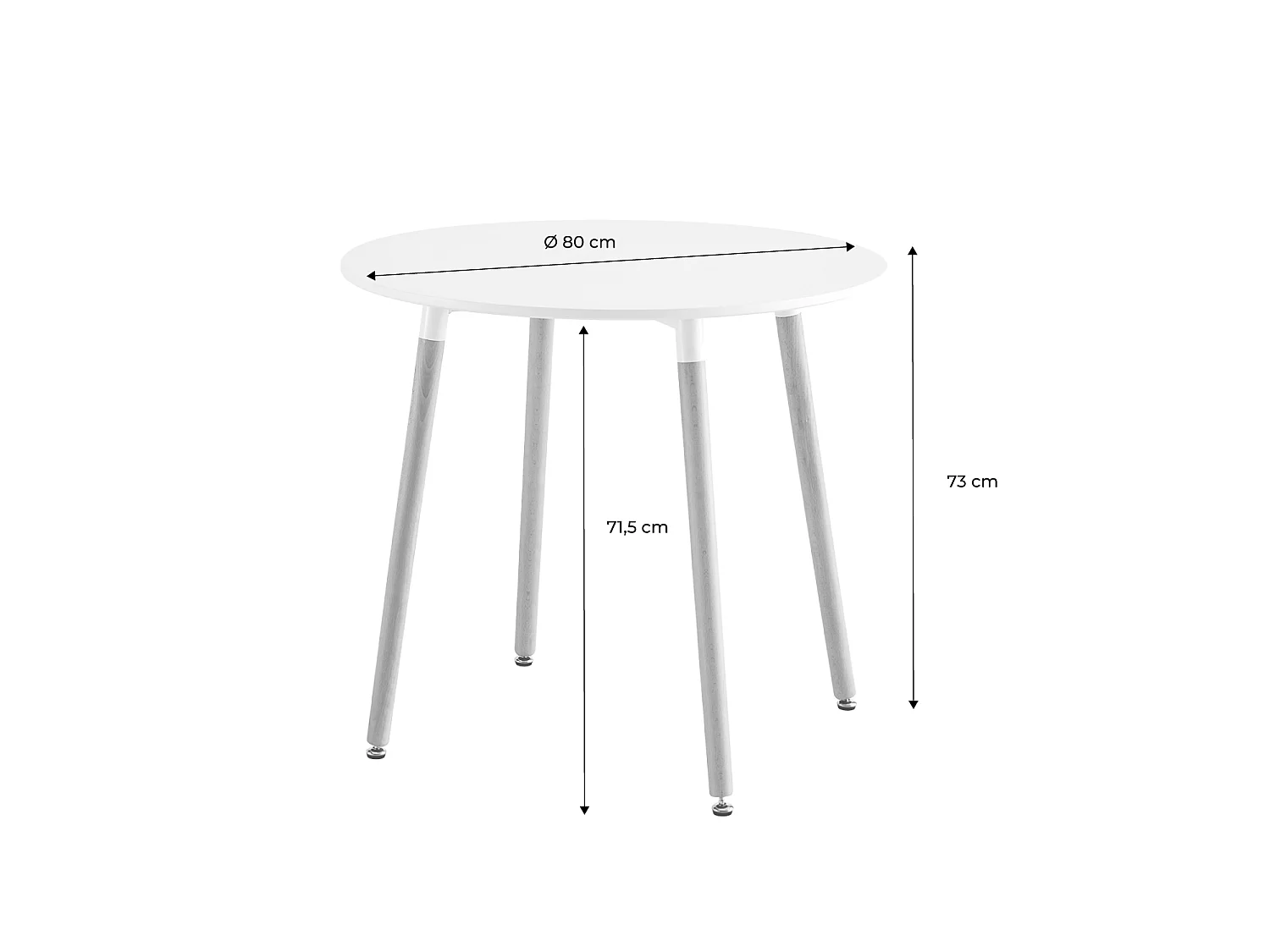 Tavolo da pranzo rotondo scandinavo in legno 2 posti, Hedvig, Bianco, 80x80x73 cm
