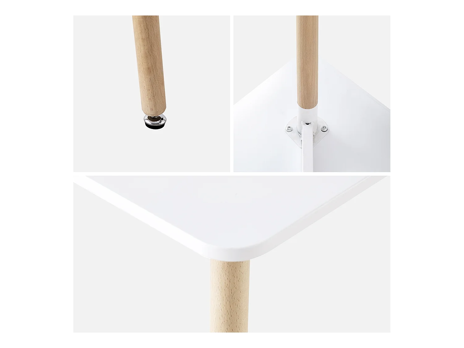 Table à manger blanche carrée MDF et bois de hêtre - Hedvig