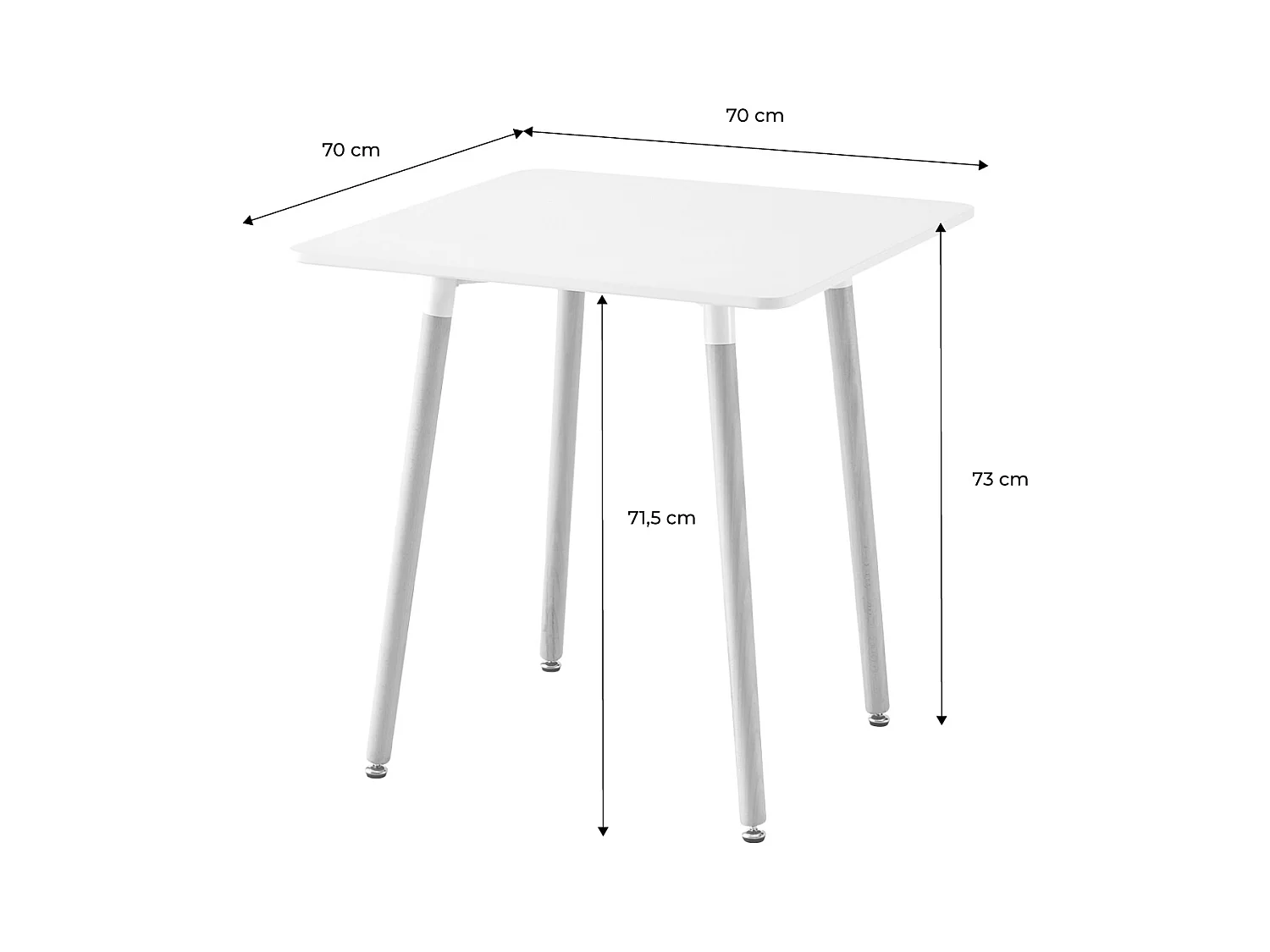 Table à manger blanche carrée MDF et bois de hêtre - Hedvig