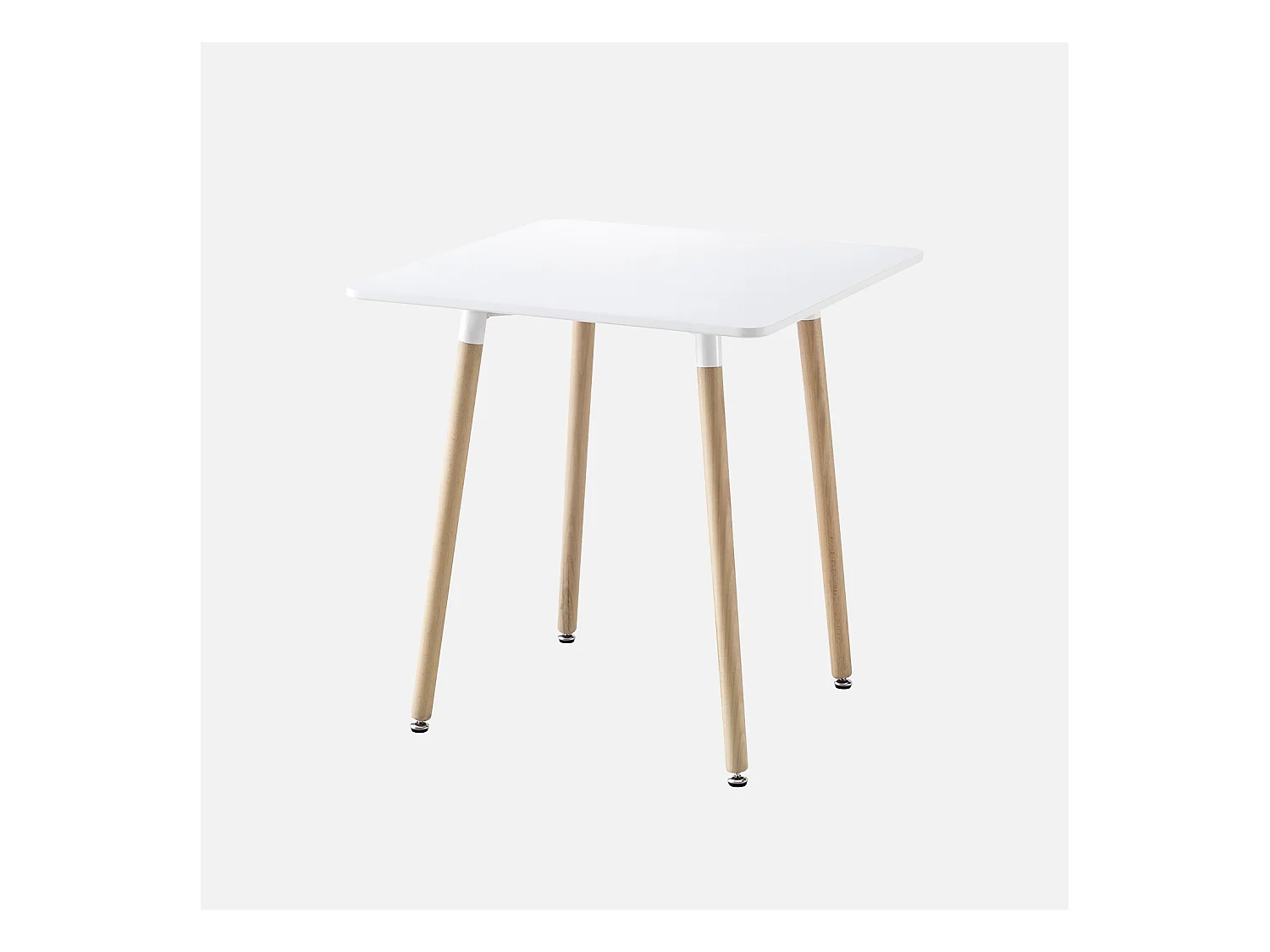 Mesa de comedor cuadrada de mdf y madera de haya, 70cm blanco